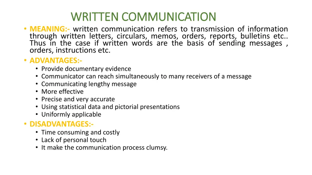 written communication written communication