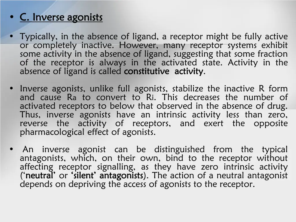 c inverse agonists c inverse agonists