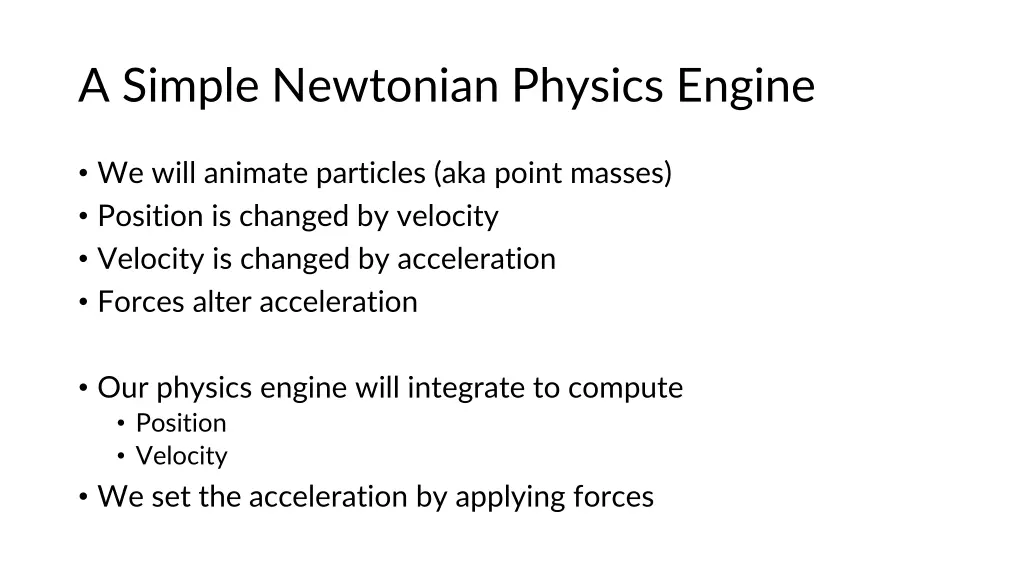 a simple newtonian physics engine