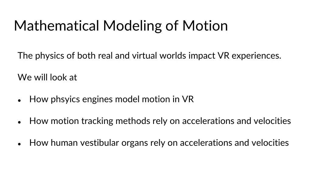 mathematical modeling of motion