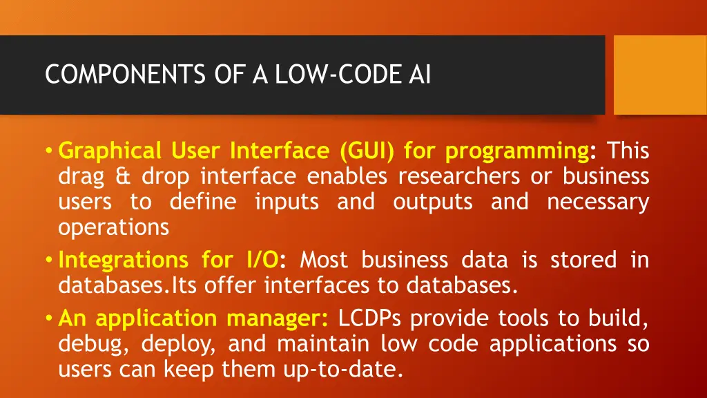 components of a low code ai