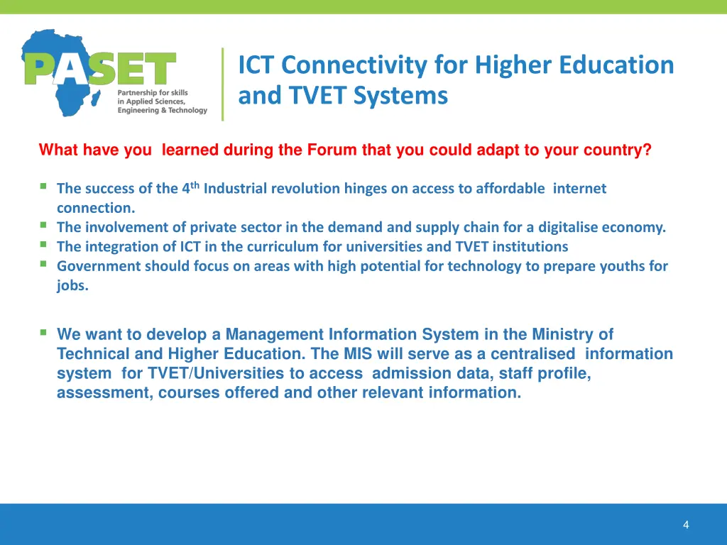 ict connectivity for higher education and tvet