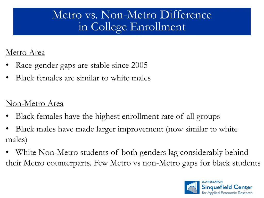 metro vs non metro difference in college