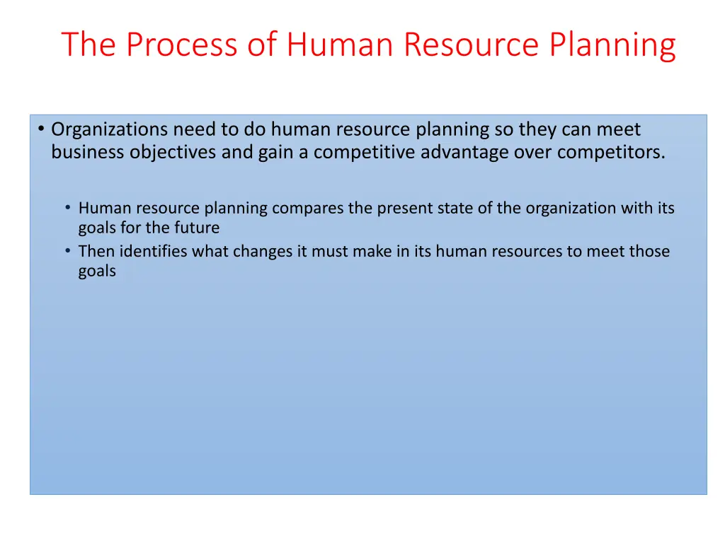 the process of human resource planning