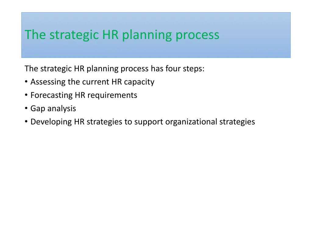 the strategic hr planning process