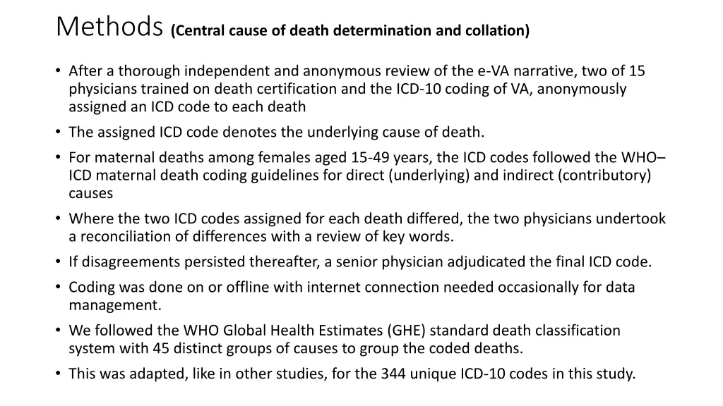 methods central cause of death determination