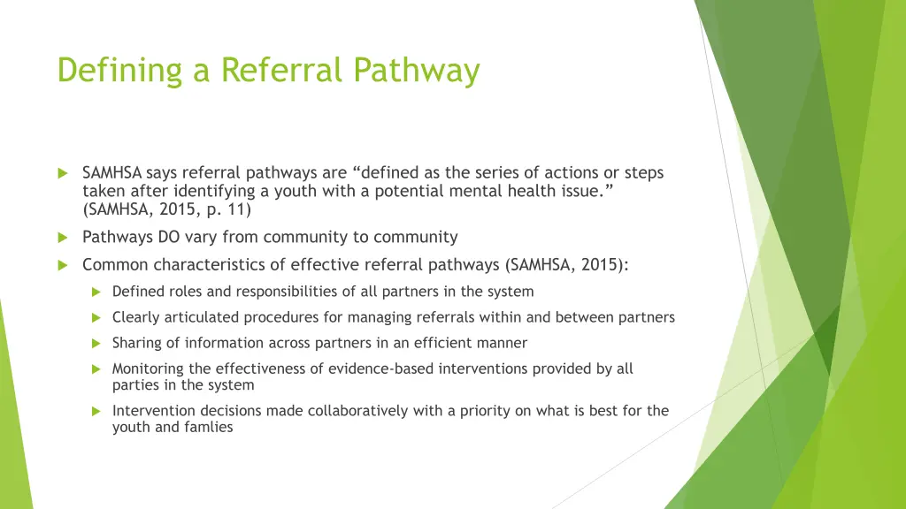 defining a referral pathway