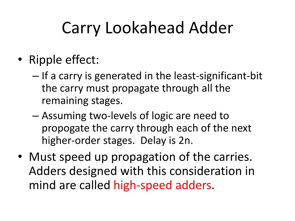 carry lookahead adder