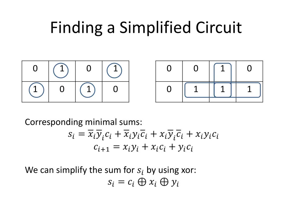 finding a simplified circuit