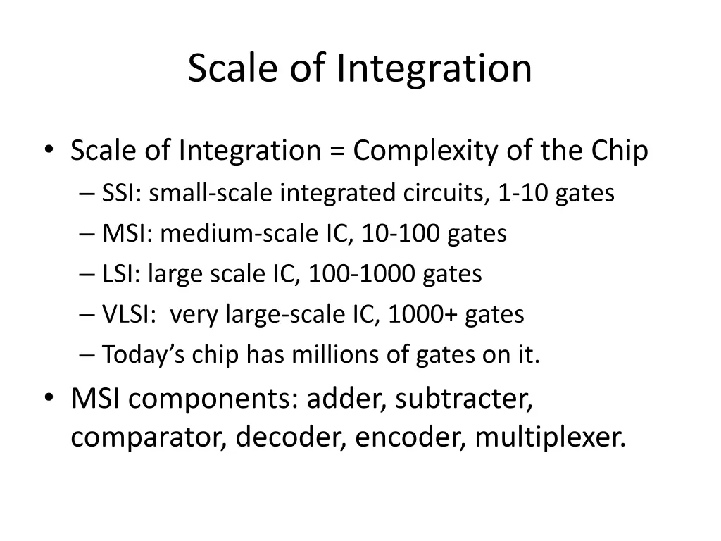 scale of integration