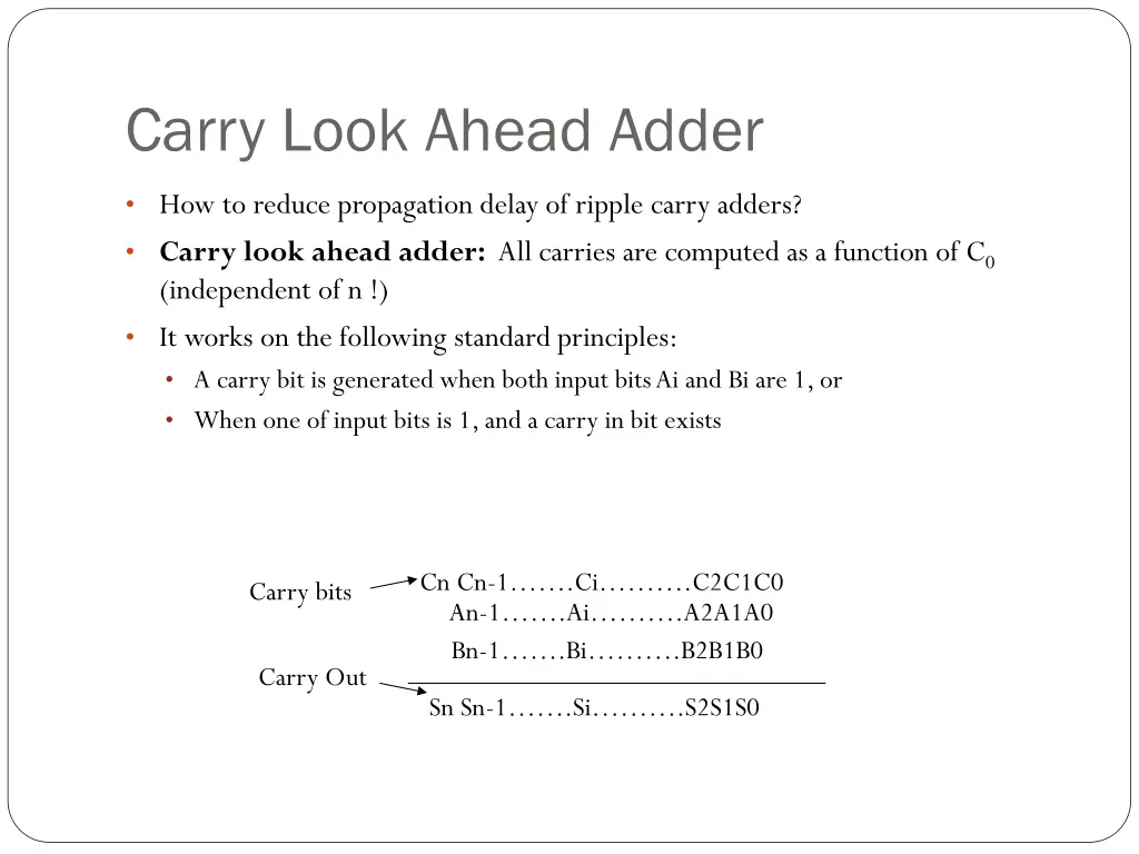 carry look ahead adder