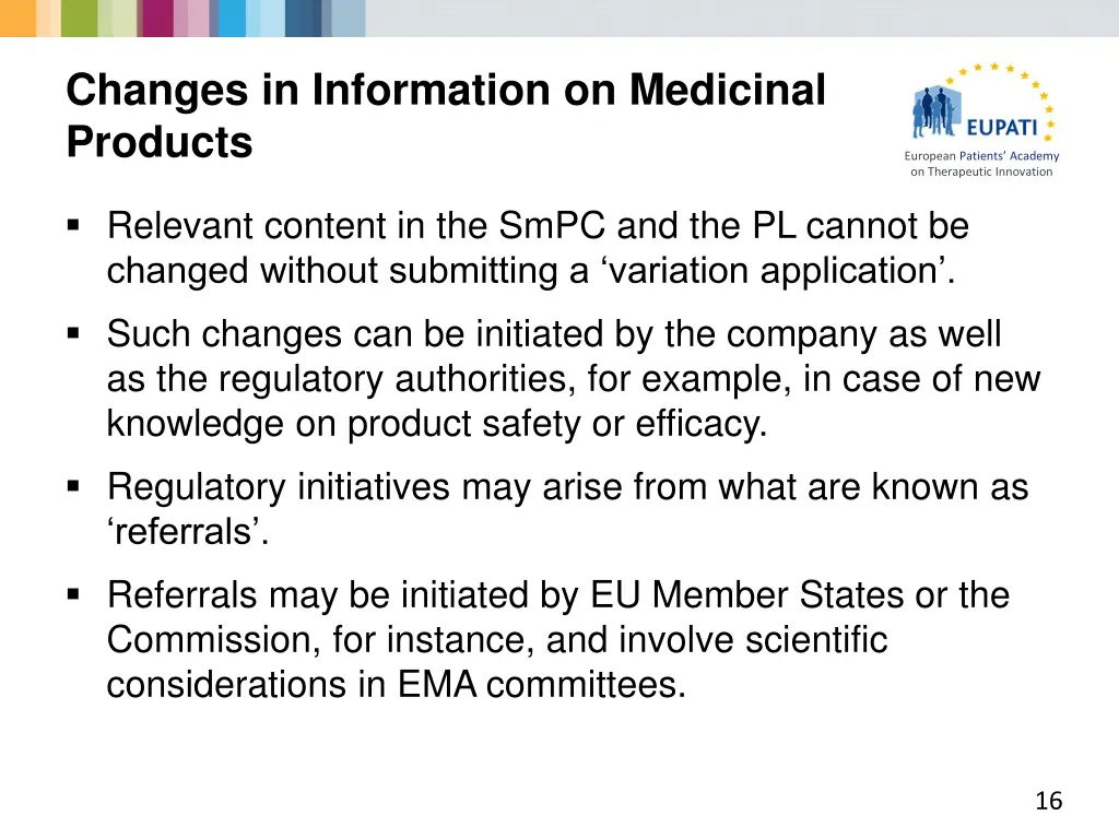 changes in information on medicinal products