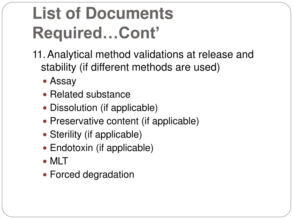 list of documents required cont 1