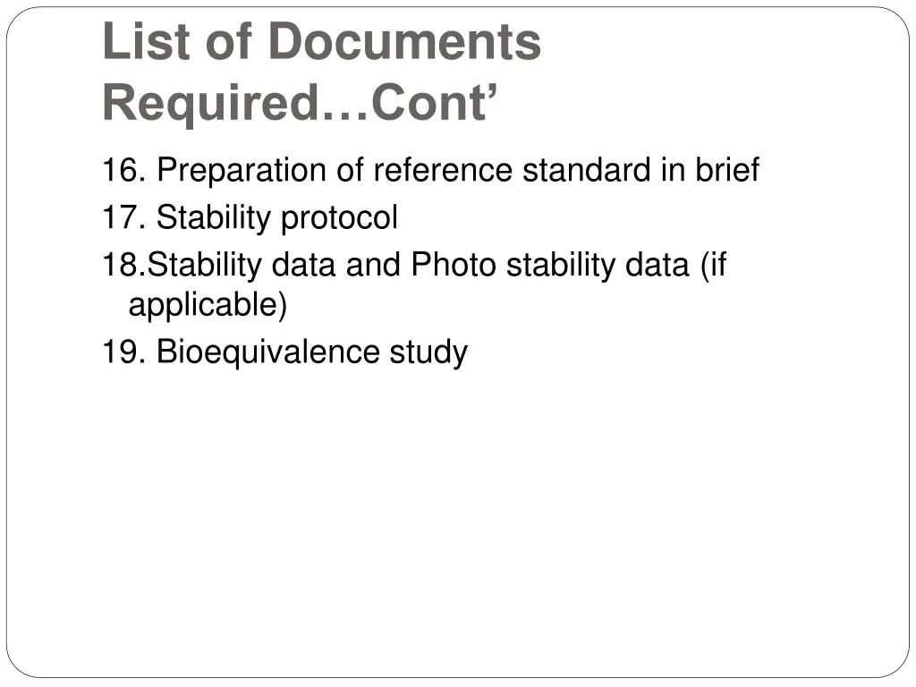 list of documents required cont 3