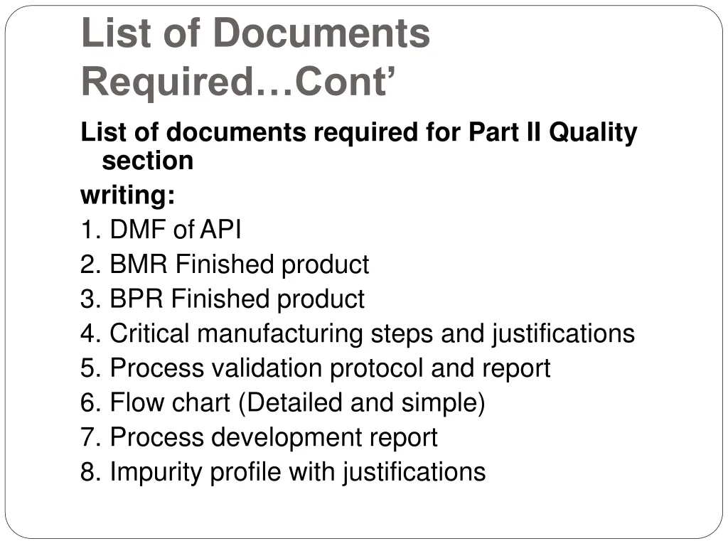 list of documents required cont list of documents