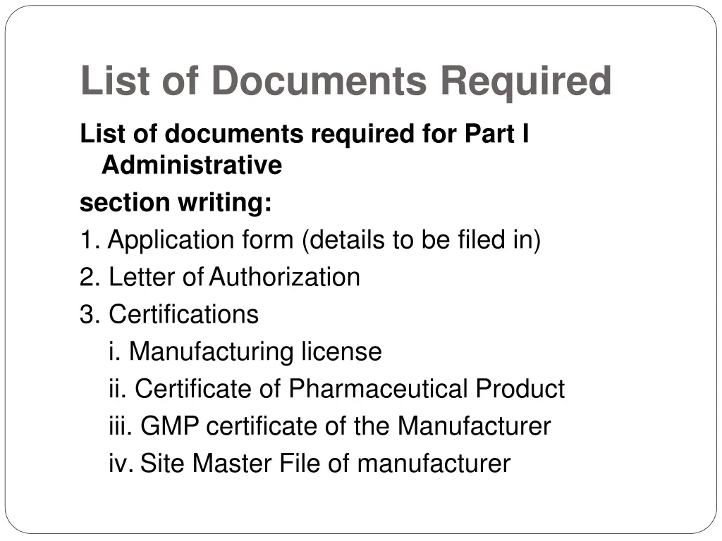 list of documents required