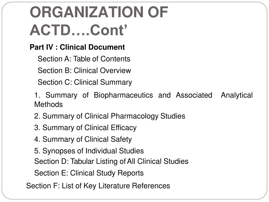 organization of actd cont 1