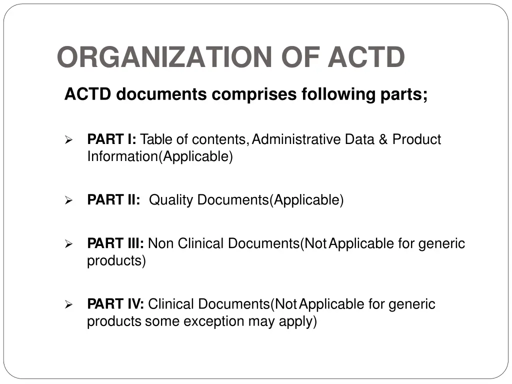 organization of actd