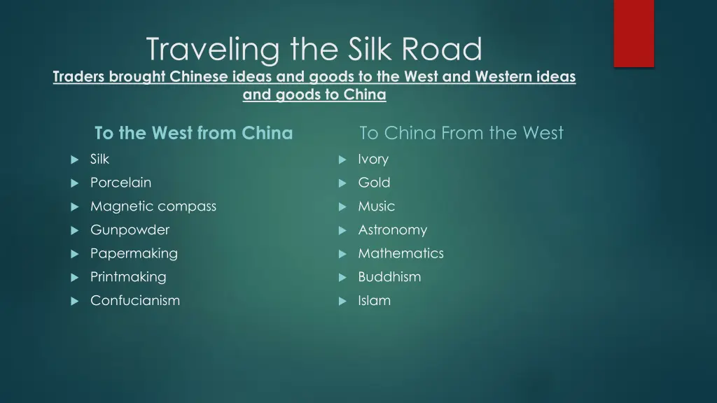 traveling the silk road traders brought chinese