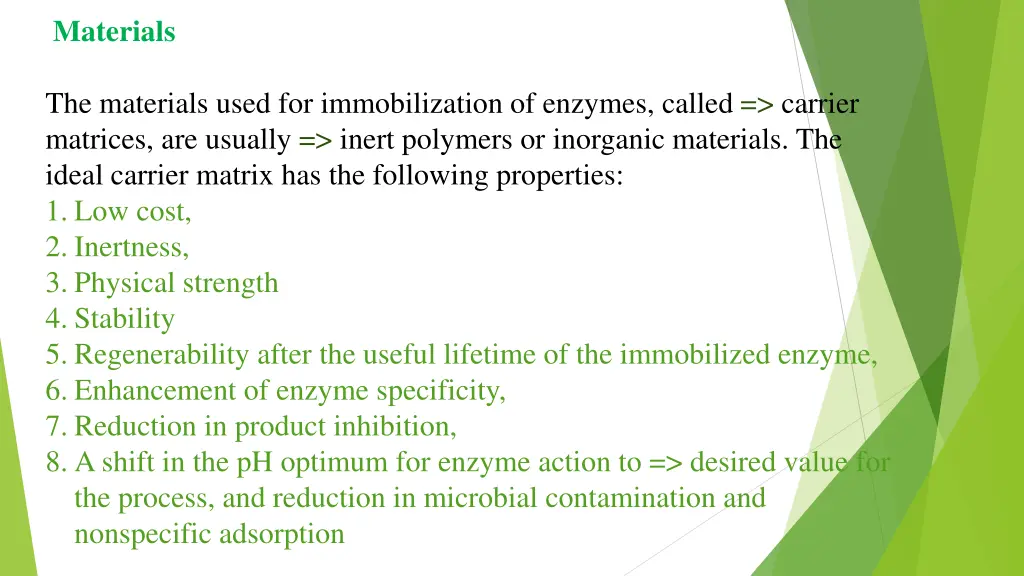 materials the materials used for immobilization