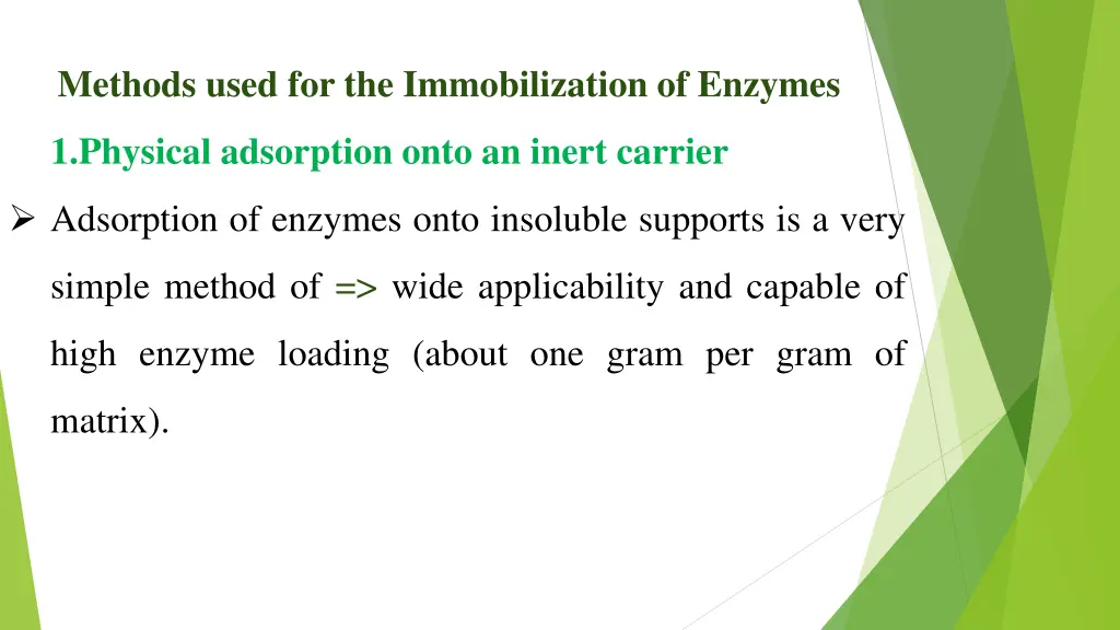 methods used for the immobilization of enzymes