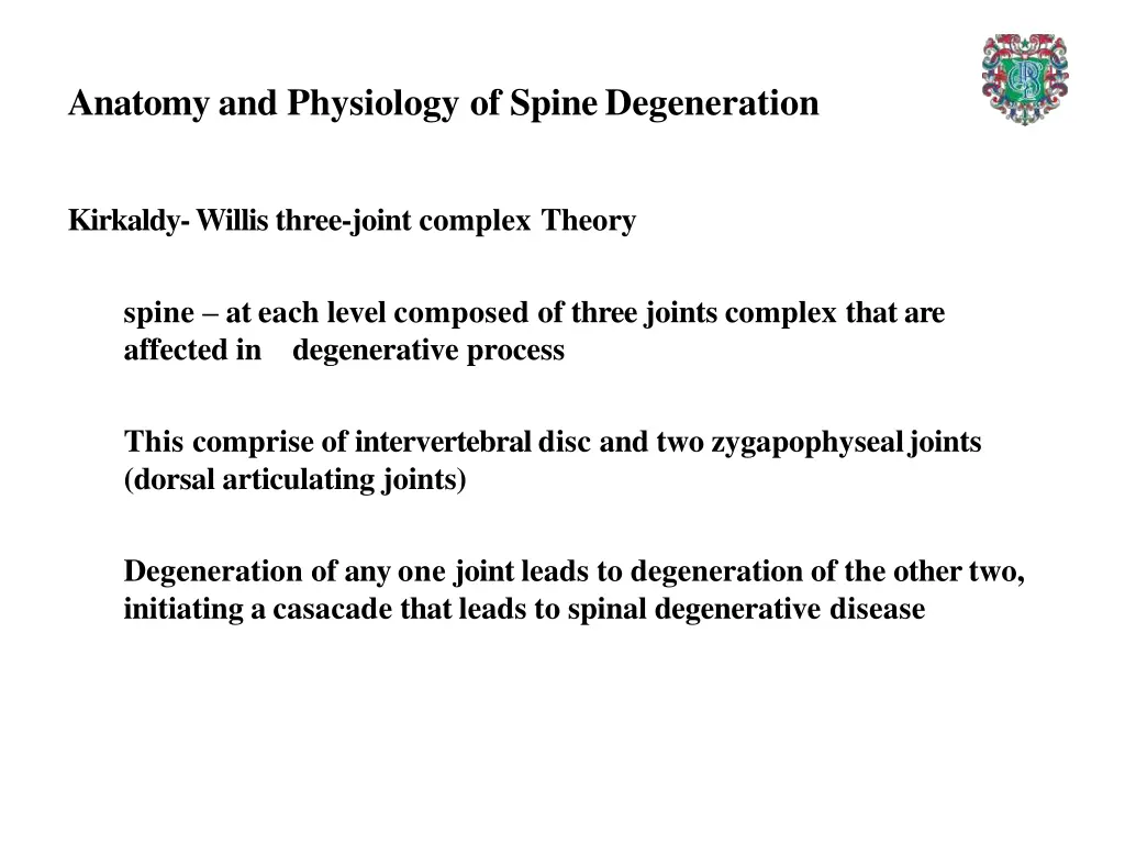 anatomy and physiology of spinedegeneration