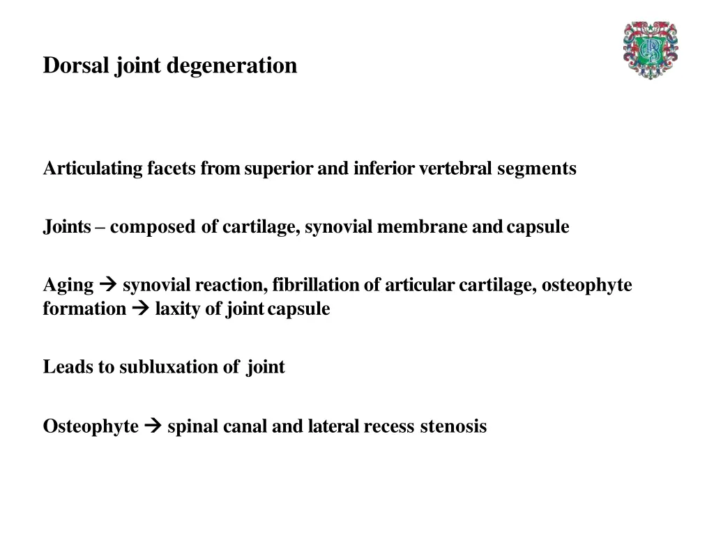 dorsal joint degeneration