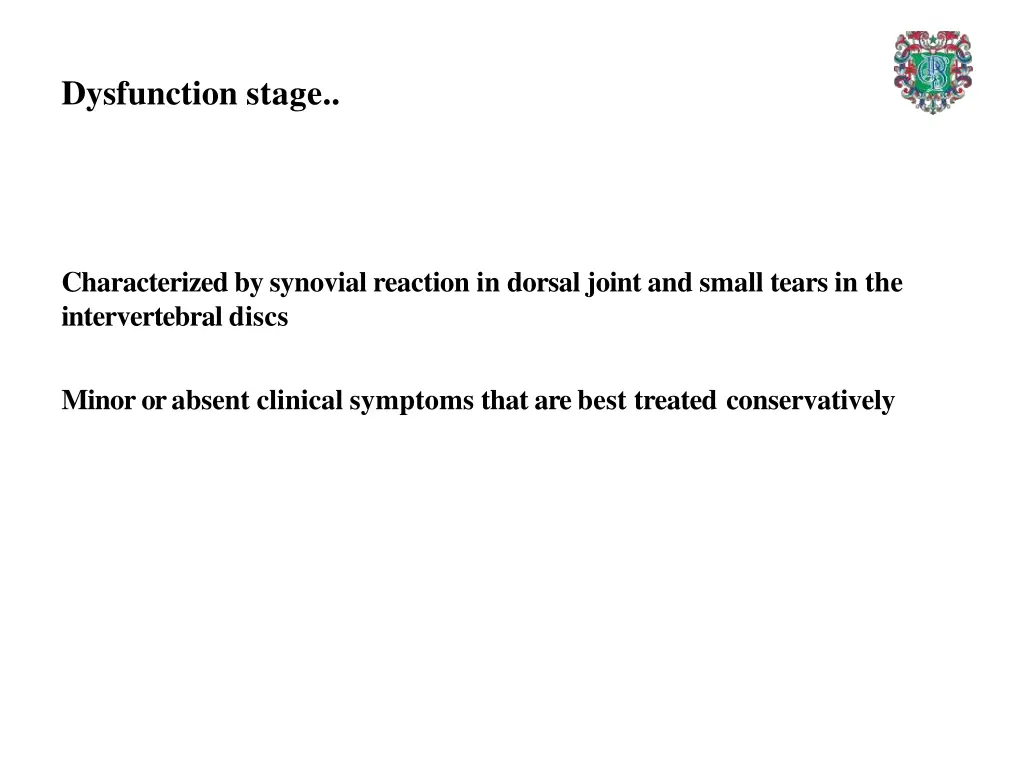 dysfunction stage