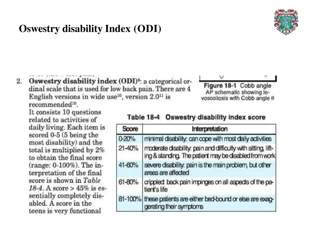 oswestry disability index odi