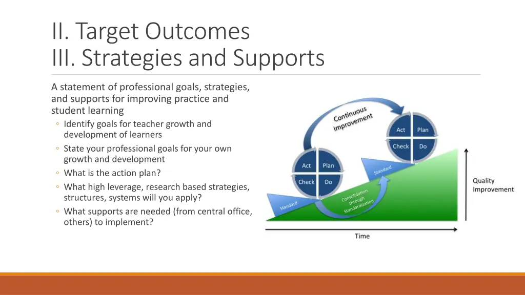 ii target outcomes iii strategies and supports