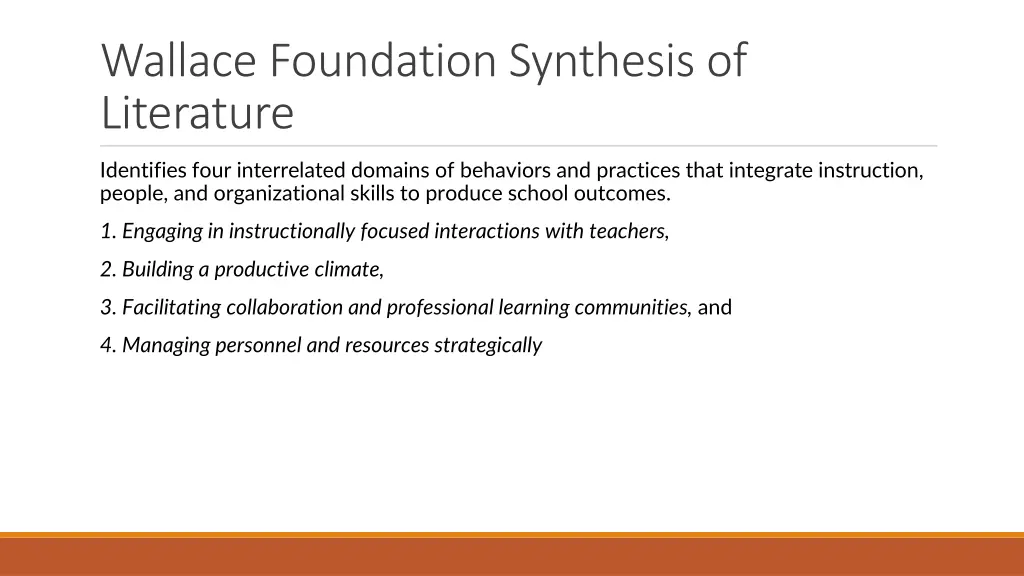 wallace foundation synthesis of literature