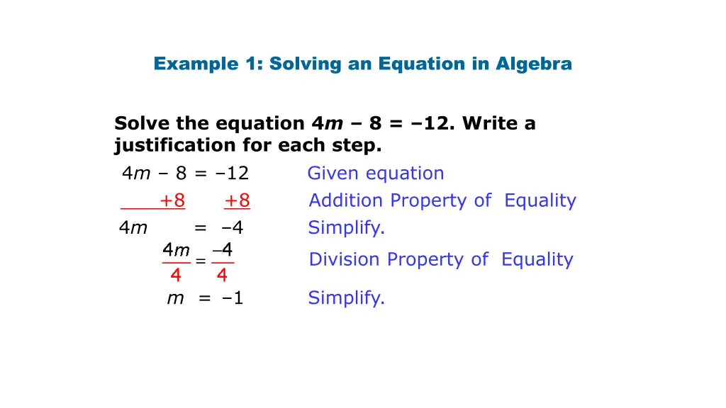 example 1 solving an equation in algebra