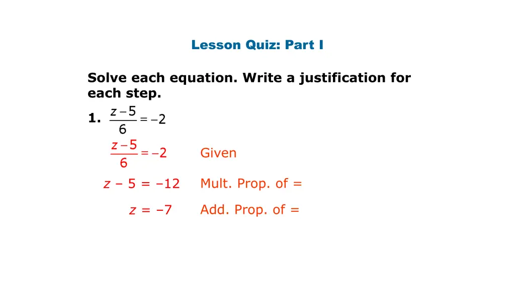 lesson quiz part i