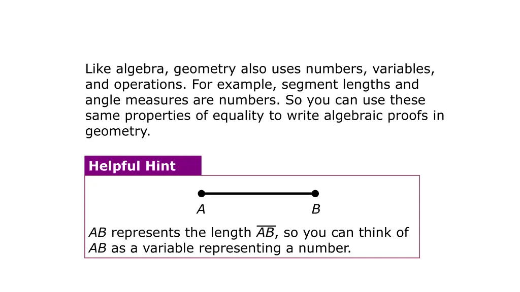 like algebra geometry also uses numbers variables