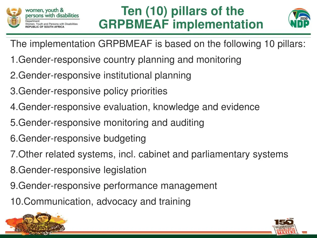 ten 10 pillars of the grpbmeaf implementation