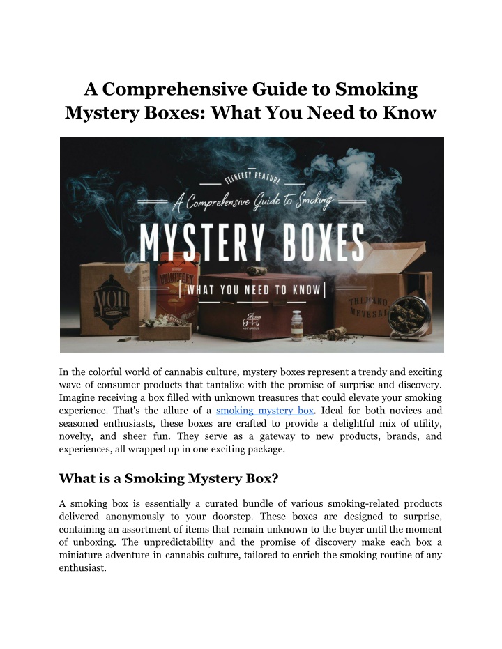 a comprehensive guide to smoking mystery boxes