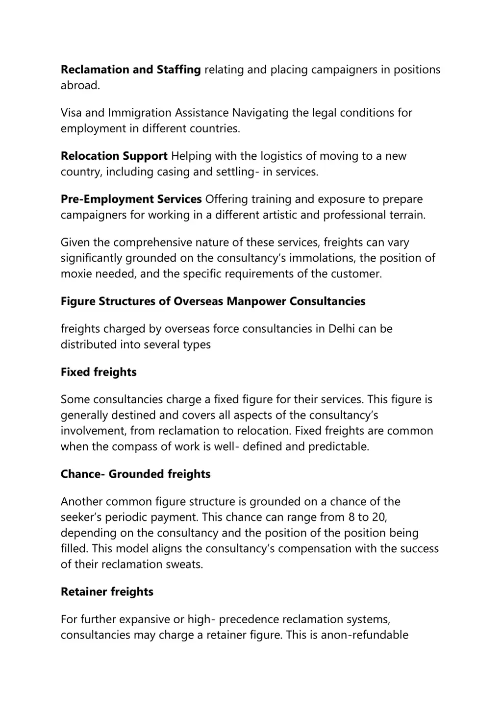 reclamation and staffing relating and placing