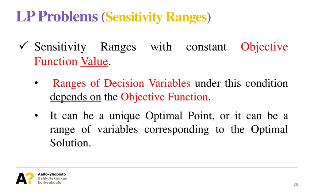 lp problems sensitivity ranges