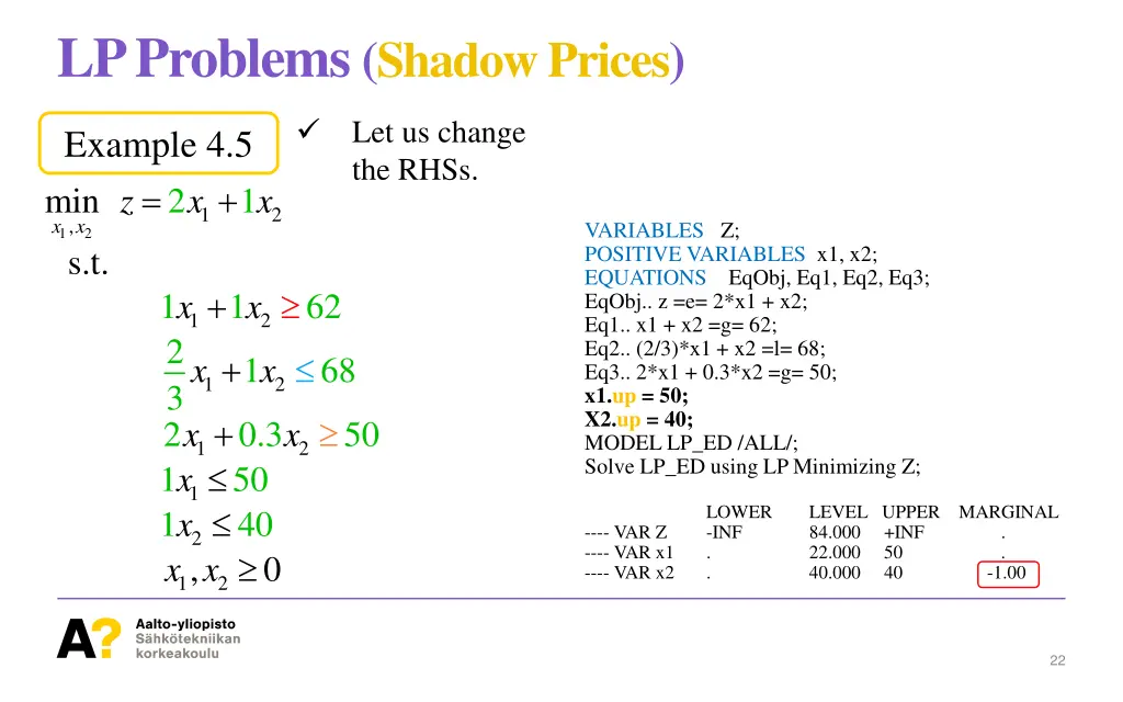 lp problems shadow prices 12