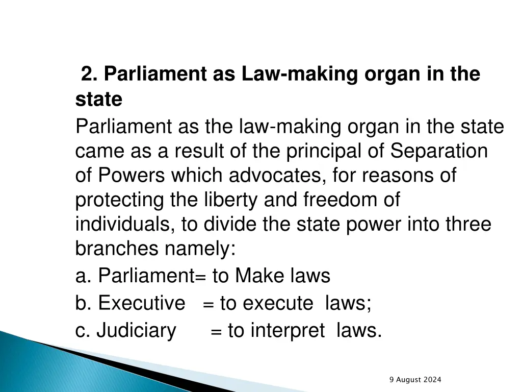 2 parliament as law making organ in the state