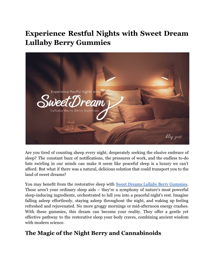 experience restful nights with sweet dream