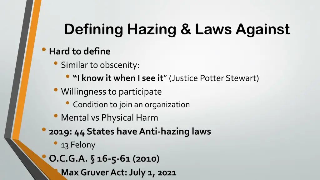 defining hazing laws against hard to define