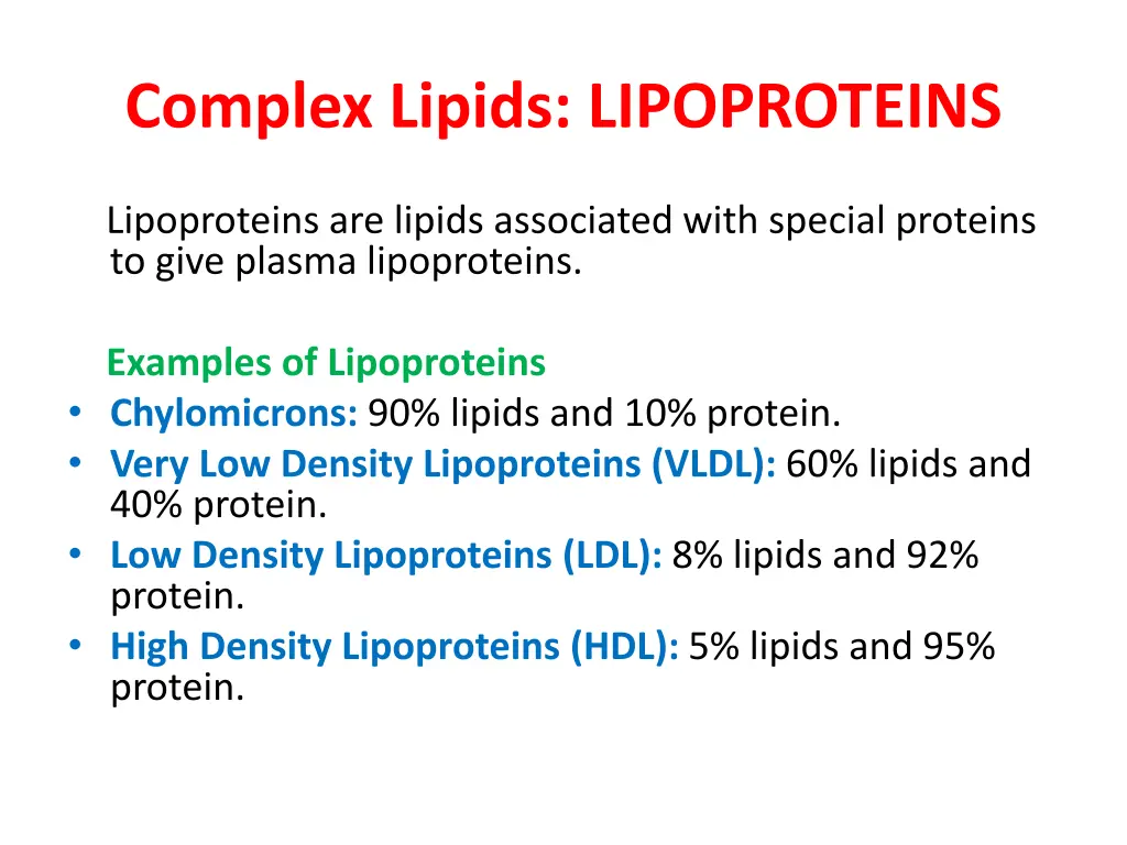 complex lipids lipoproteins