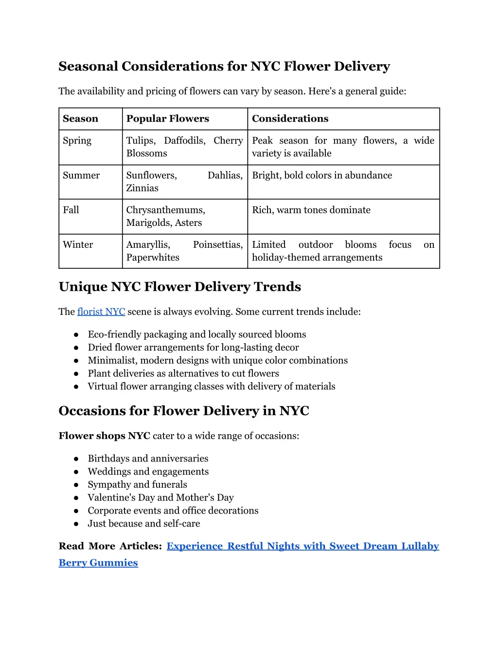 seasonal considerations for nyc flower delivery