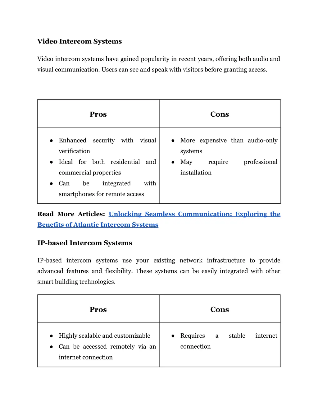 video intercom systems