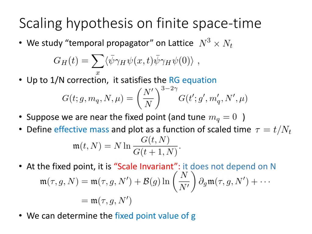 scaling hypothesis on finite space time