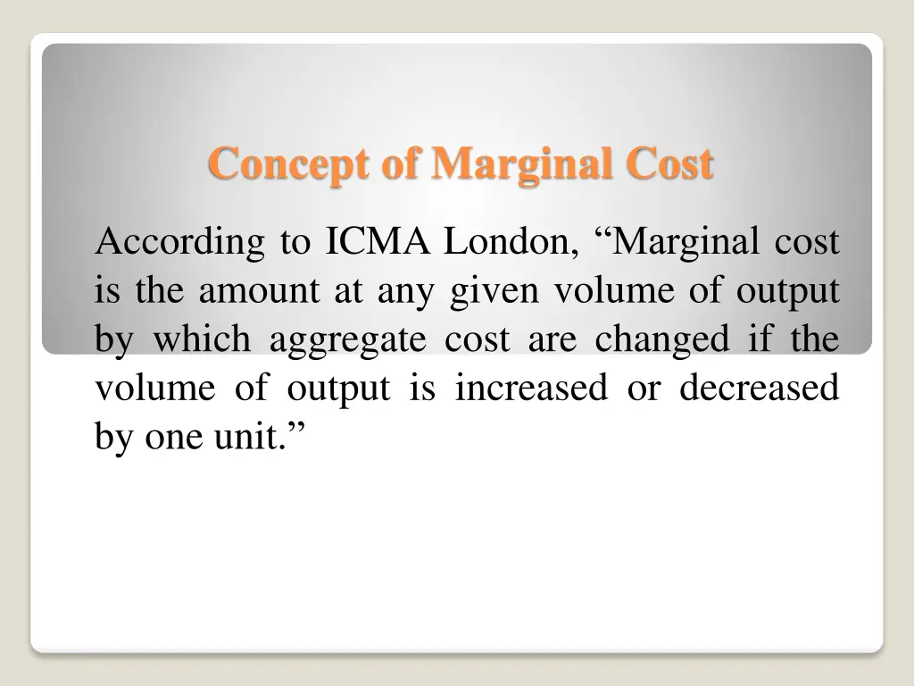 concept of marginal cost