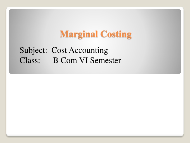 marginal costing