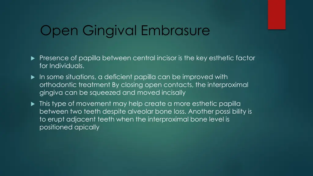 open gingival embrasure