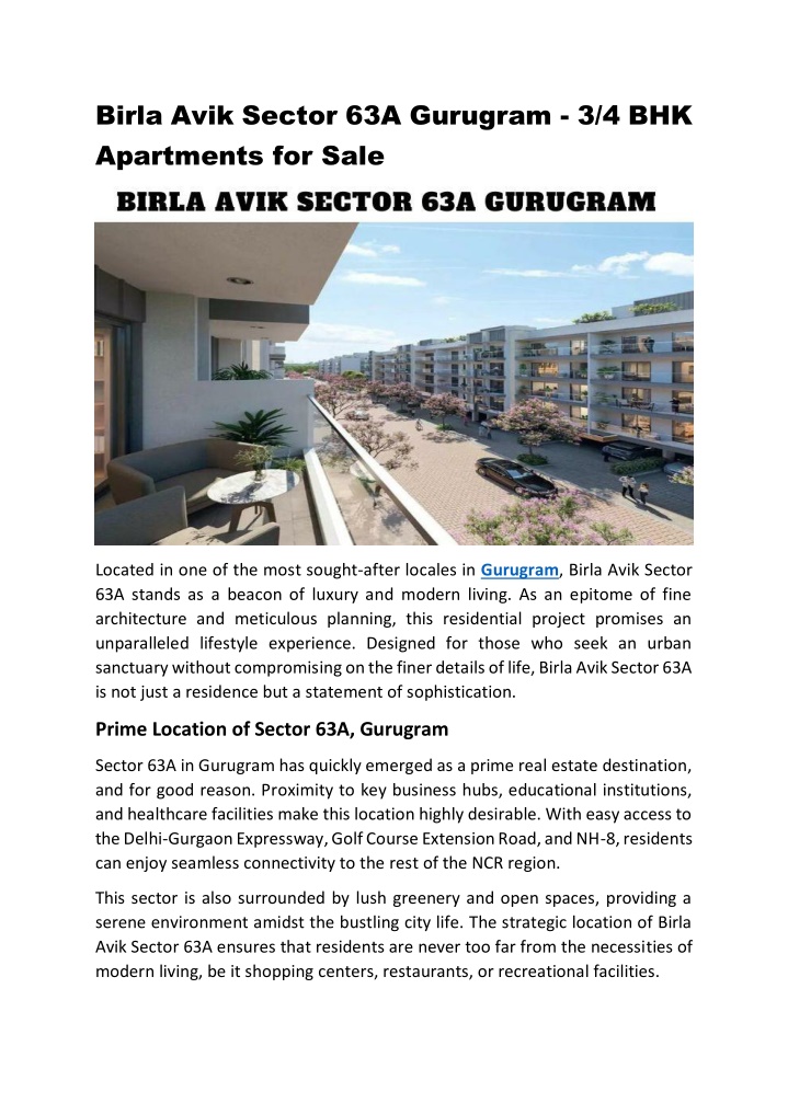 birla avik sector 63a gurugram 3 4 bhk apartments